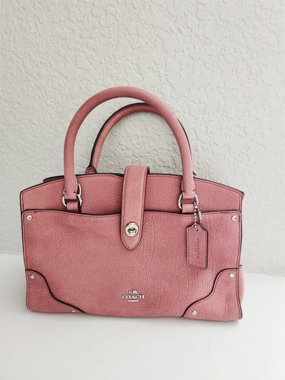 Like New Mercer Pink Glitter Leather Shoulder Bag Satchel Purse